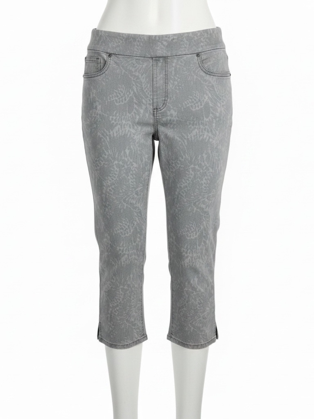 Chico's Gray Patterned Ankle Crop Jeans